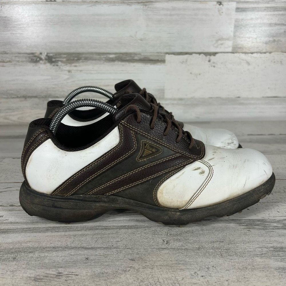 Etonic Mens Golf‎ Shoes Brown White Oxford Leather Size 9 US